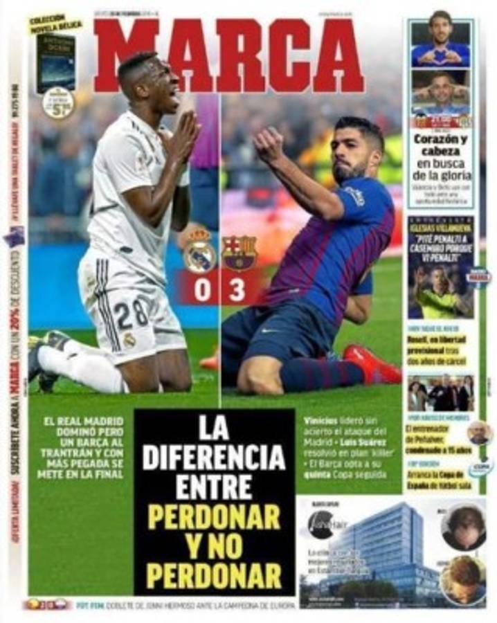 Las portadas por el mundo sobre la paliza del Barcelona ante el Real Madrid en Copa