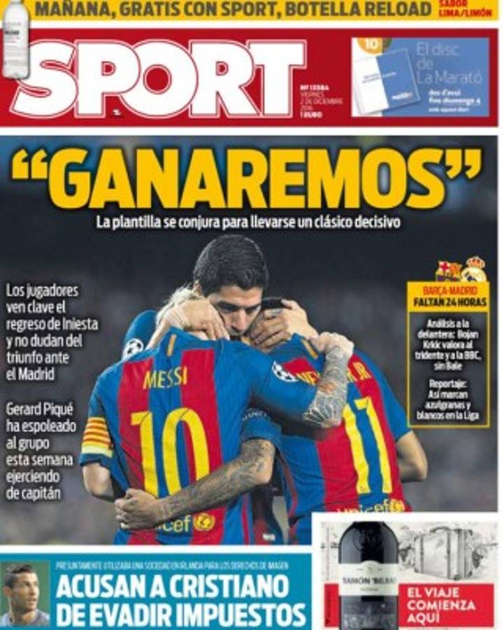 El clásico Barcelona-Real Madrid acapara las portadas en Europa