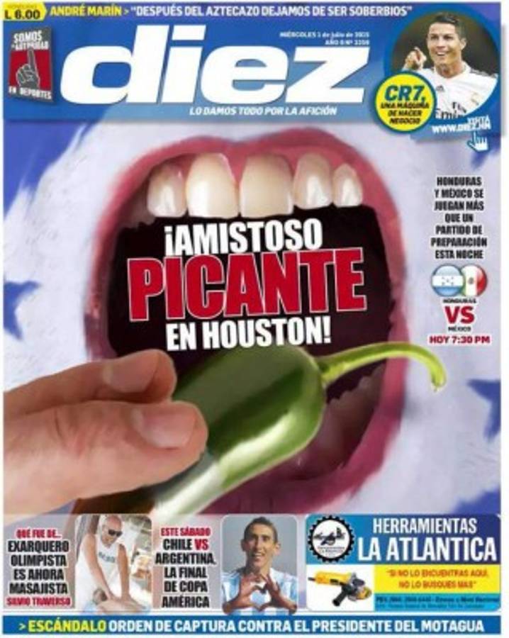 Las mejores portadas de Diez sobre la rivalidad Honduras-México