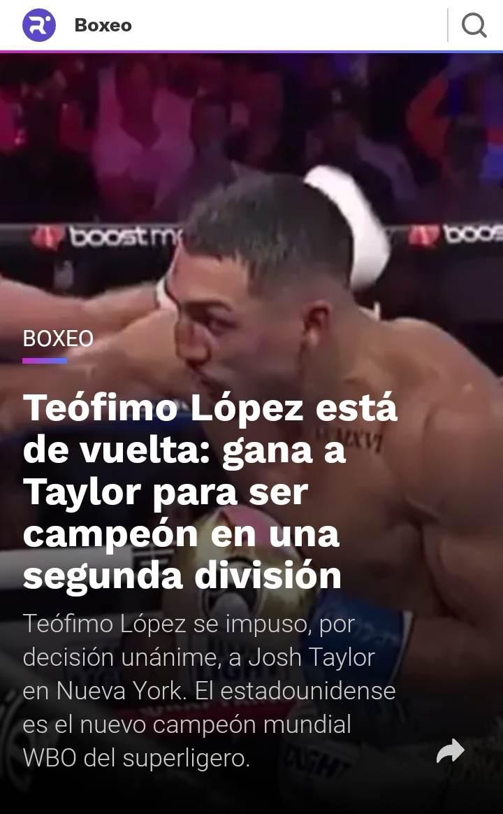 Así reaccionó la prensa internacional a la victoria de Teófimo López ante Josh Taylor por el cinturón OMB del peso superligero