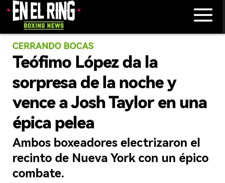 Así reaccionó la prensa internacional a la victoria de Teófimo López ante Josh Taylor por el cinturón OMB del peso superligero