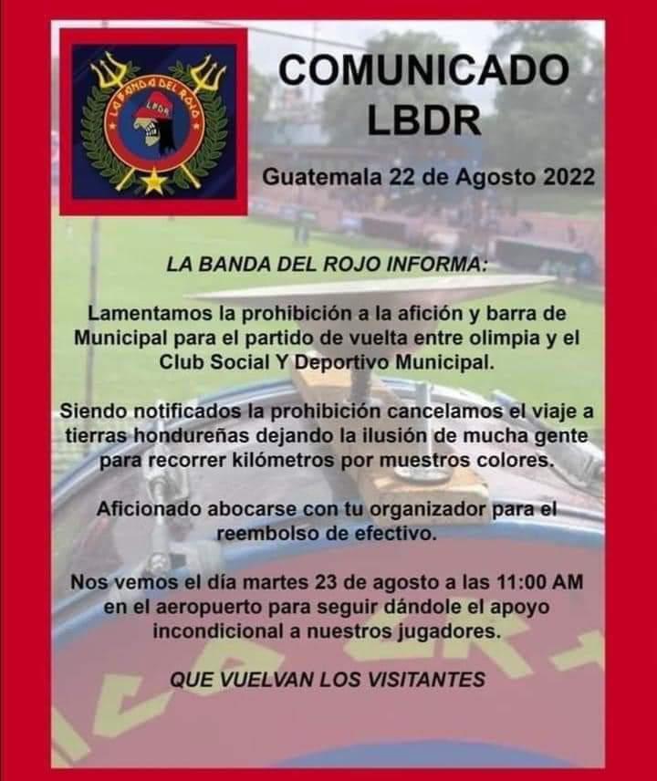 Barra del Municipal se pronuncia tras comunicado de la directiva del Olimpia, donde le cierra las puertas del estadio Nacional