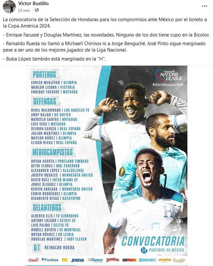 Honduras-México: Así reaccionó la prensa a la convocatoria de Reinaldo Rueda con la ausencia de Pinto y el llamado de Facussé