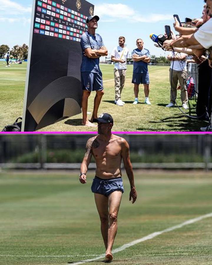 Rueda sorprende y se pasea descalzo por el césped del Live’s Stadium al estilo de Luis Enrique previo al duelo contra México