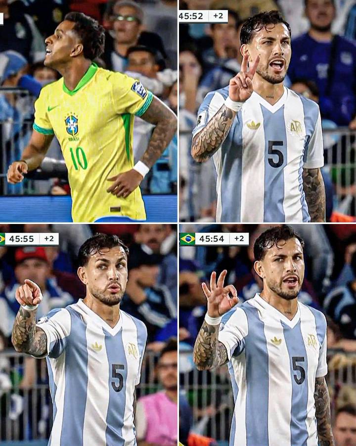 Paredes se burló de Rodrygo en la paliza de Argentina a Brasil, la bronca con Raphinha y Vinicius también se calentó