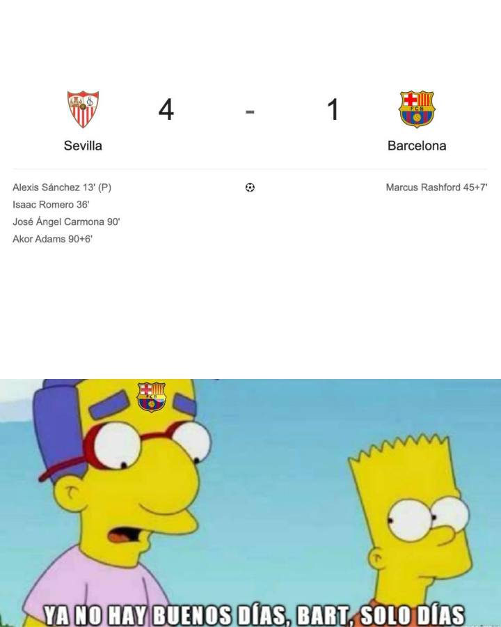 ¡Estallaron las redes! Los memes que dejó la goleada del Sevilla sobre Barcelona y no perdonan a Lewandowski