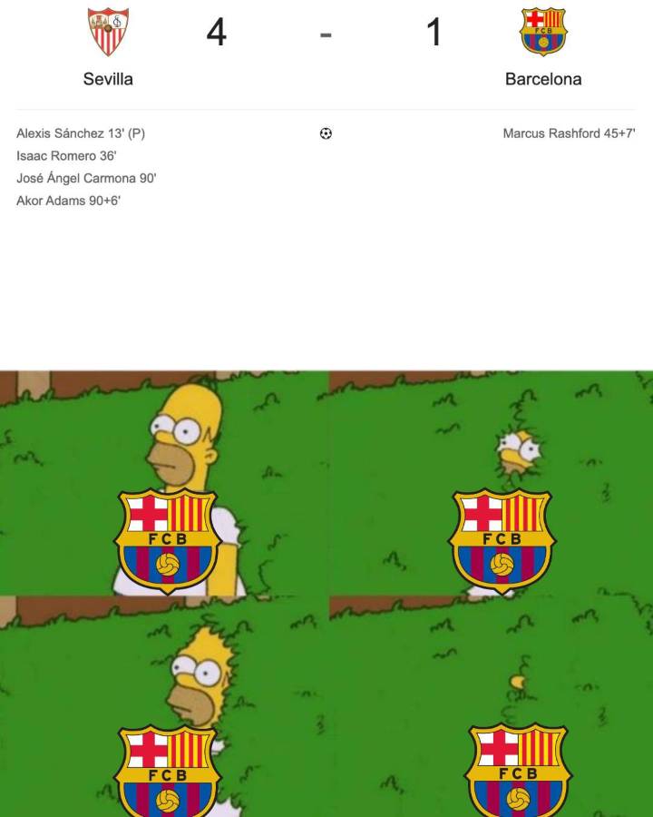 ¡Estallaron las redes! Los memes que dejó la goleada del Sevilla sobre Barcelona y no perdonan a Lewandowski
