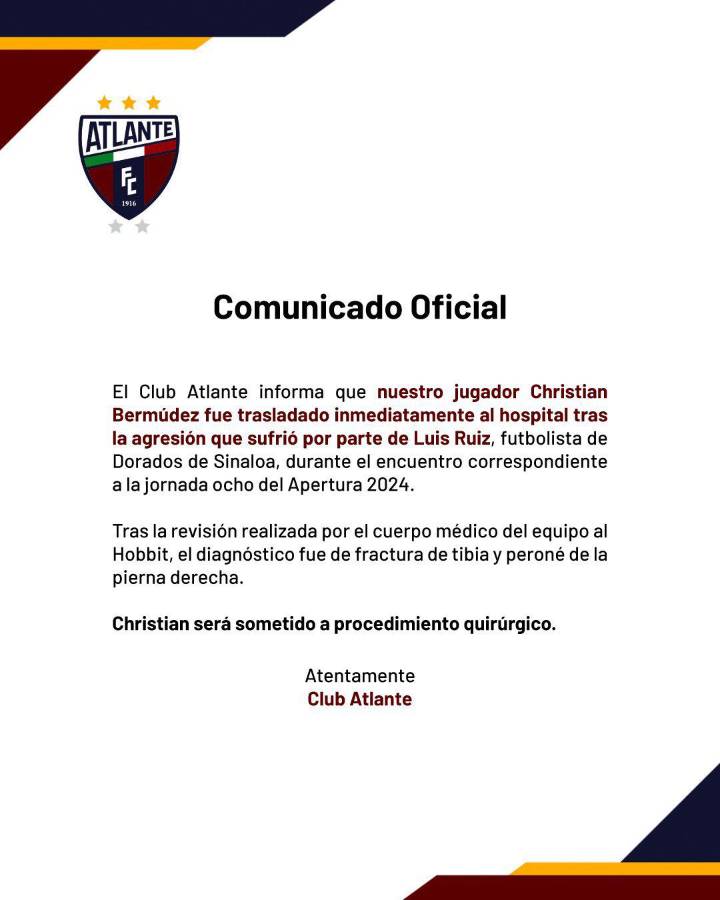 Escalofriante lesión del mexicano Hobbit Bermúdez: así quedó la pierna del jugador y la bronca con el culpable