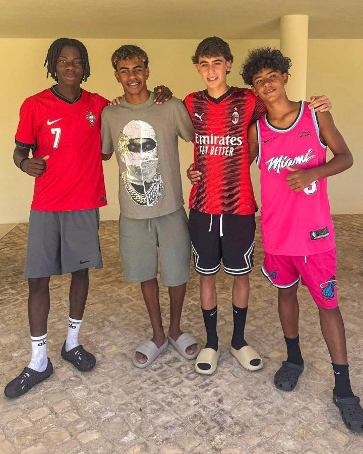 Cristiano Ronaldo Jr y Lamine Yamal, las fotos inesperadas de ambos jugando y de vacaciones; comparan su físico y es viral