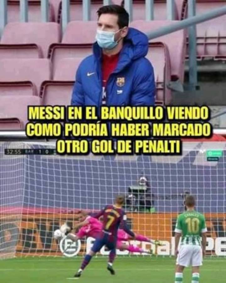 Los memes humillan a Messi tras ser suplente y marcar otro gol de penal en el Barcelona-Betis