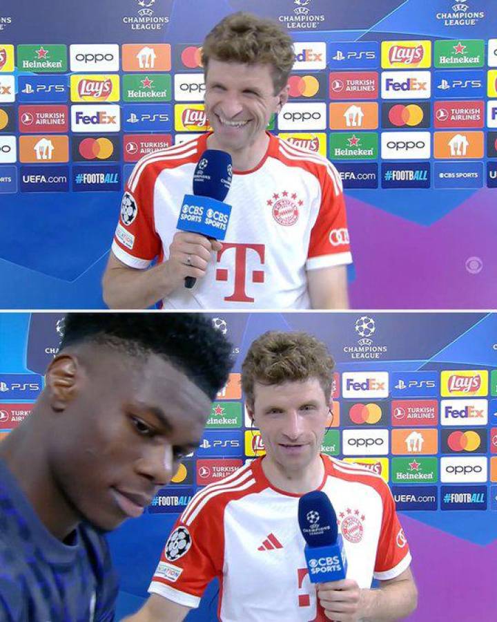 Tchouaméni interrumpe a Müller, Vinicius se divierte ante Bayern y las bellas chicas apoyando al Real Madrid