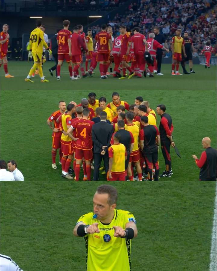 Drama en la Roma: salió jugando, se desploma y el partido queda suspendido