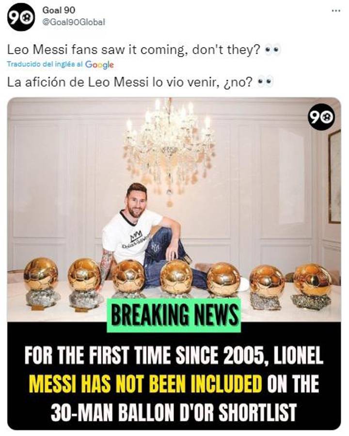 “Su declive es imparable, se hizo la luz”: Así reaccionó la prensa luego de que Messi quedó fuera del Balón de Oro 2022