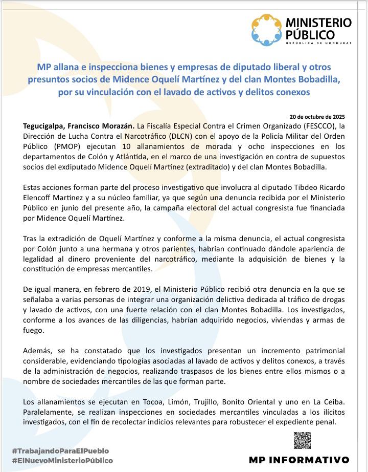 Ministerio Público allana bienes de Ricardo Elencoff, presidente de la Real Sociedad de Tocoa: las acusaciones en su contra