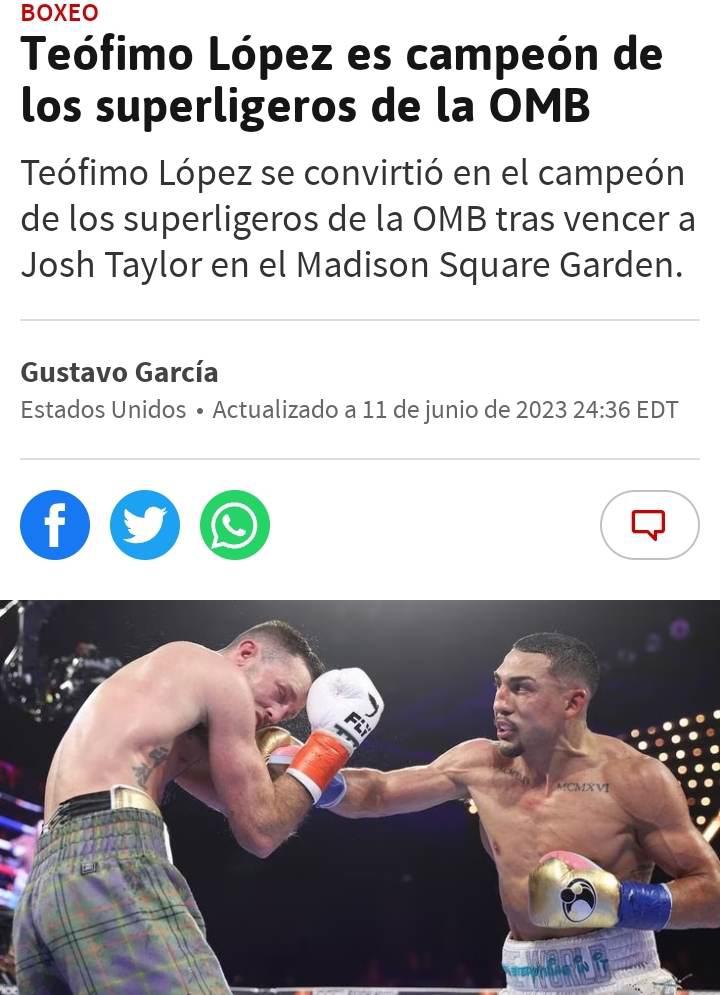 Así reaccionó la prensa internacional a la victoria de Teófimo López ante Josh Taylor por el cinturón OMB del peso superligero