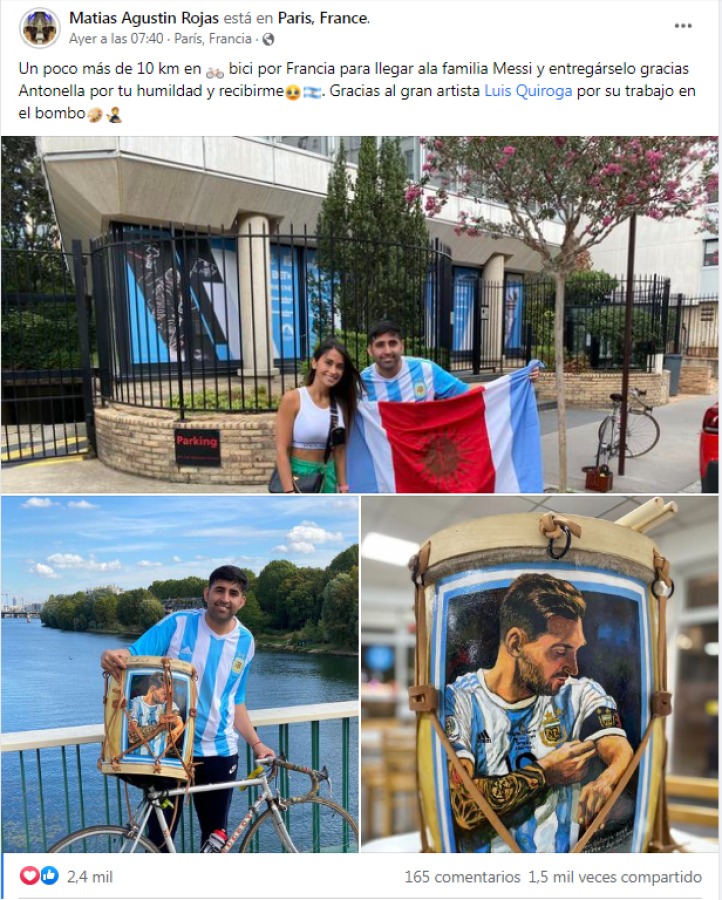 La travesía de un barbero que se fue en bicicleta hasta la casa de Messi en París: la actitud de Antonela Roccuzzo y el regalo que le dejó al crack argentino