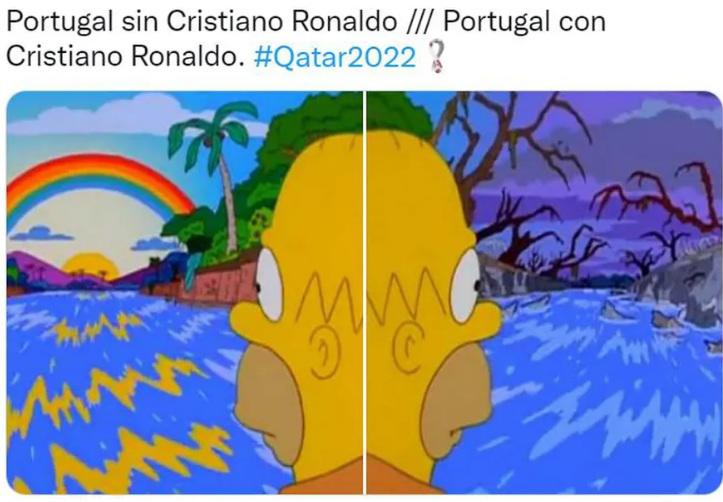Cristiano Ronaldo es víctima de los memes por ser suplente y no meter gol en la paliza de Portugal a Suiza en el Mundial