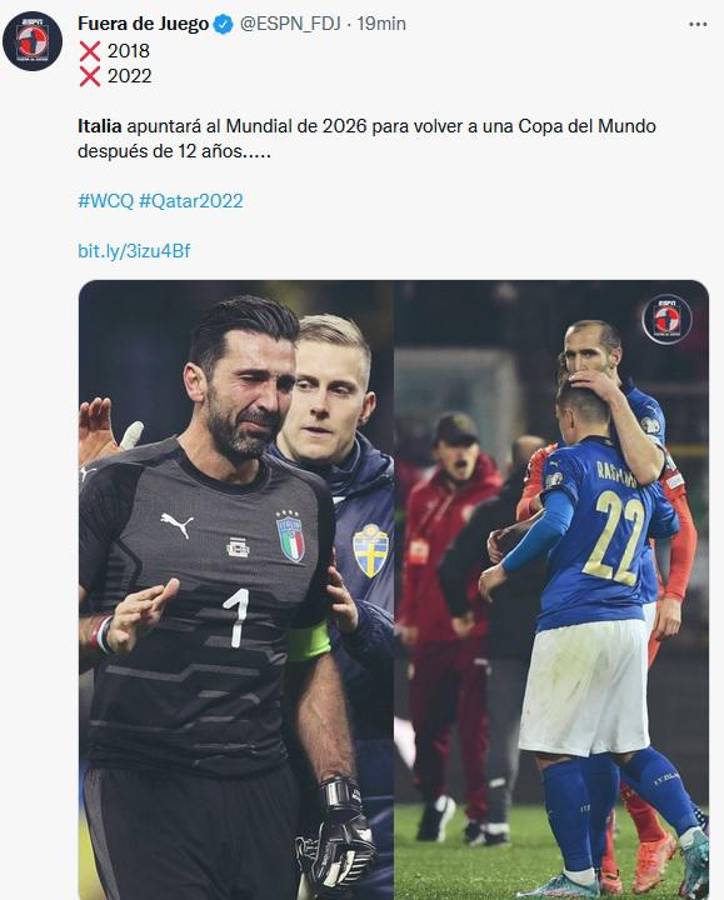 “Otro desastre” y “tragedia”: Lo que dice la prensa mundial tras el nuevo fracaso de Italia, afuera de Qatar 2022