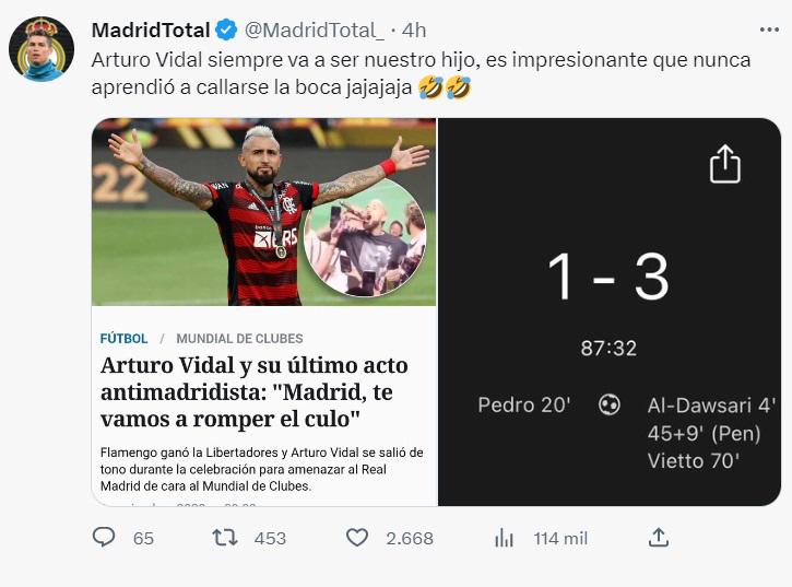 Real Madrid clasifica a la final del Mundial de Clubes y los memes destrozan a Arturo Vidal y Flamengo