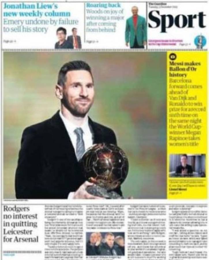 La prensa mundial se rinde ante Messi tras ganar su sexto Balón de Oro