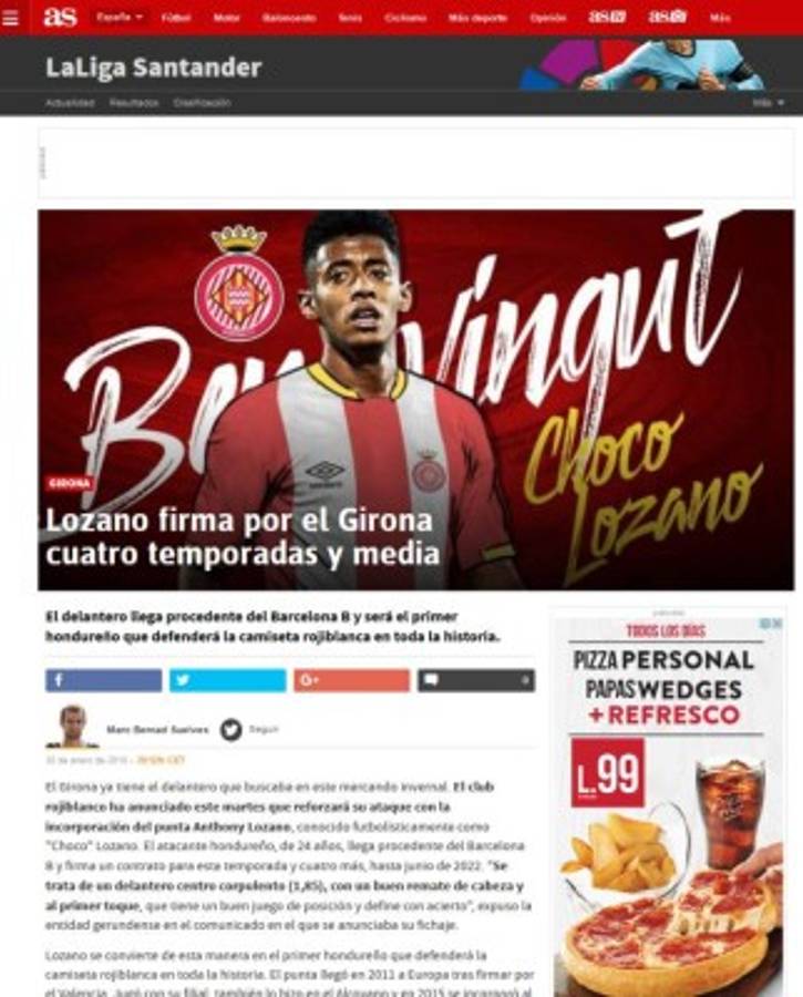 La reacción de los medios tras el fichaje del Choco Lozano por Girona