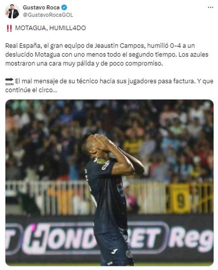 La prensa se rinde ante Real España tras humillar a Motagua y lo que dicen sobre Diego Vázquez: “Que continúe el circo”