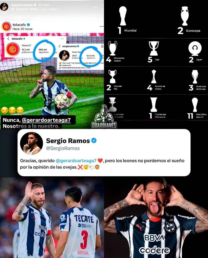 Toluca se burla e insulta a Sergio Ramos tras eliminar a Monterrey y el español le responde: Pinche muerto