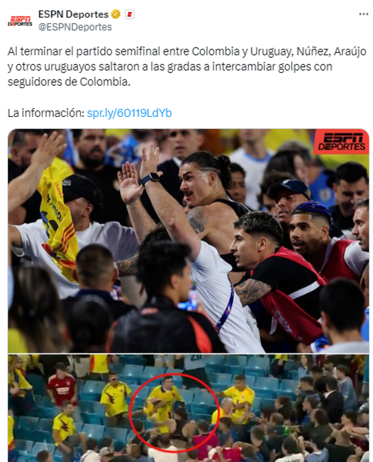 Darwin Núñez se peleó con la afición de Colombia y así reacciona la prensa: “Lo que hizo fue defender a su familia”