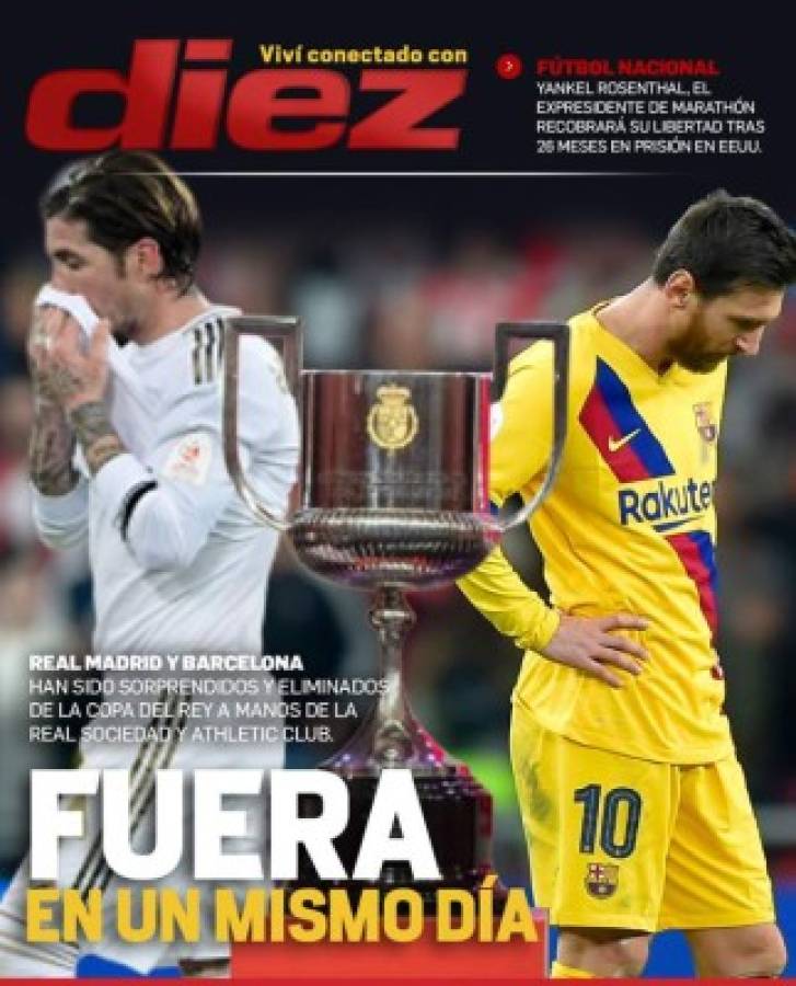 Barcelona-Real Madrid, las portadas tras la eliminación de Copa del Rey: 'Baño y otro sopapo para Messi'