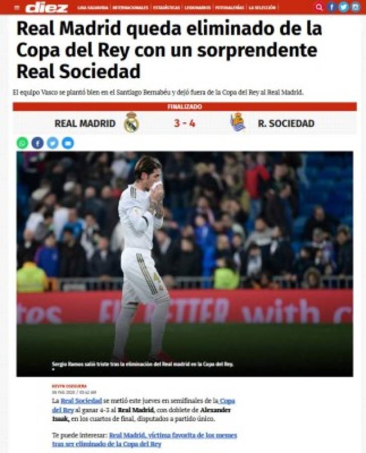 'Fracasotote' y 'Humillante': Lo que dice la prensa de la eliminación del Real Madrid