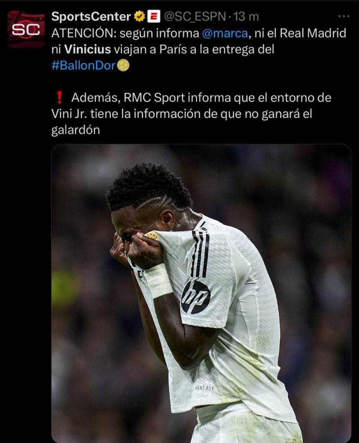 Vinicius no ganará el Balón de Oro y la prensa mundial reacciona : “Es la mayor vergüenza en años”, “Que injusto”