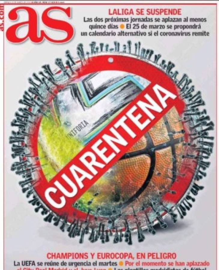 La pandemia del coronavirus se roba las portadas deportivas por el mundo: 'Stop ya'