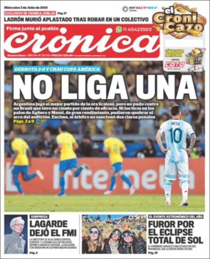 La prensa argentina culpa al árbitro de la derrota contra Brasil: 'SinVARgüenzas'  