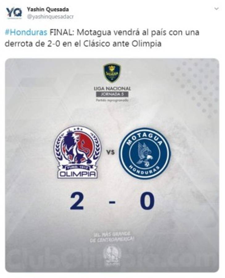 Lo que se dijo en redes sociales tras la victoria de Olimpia ante Motagua