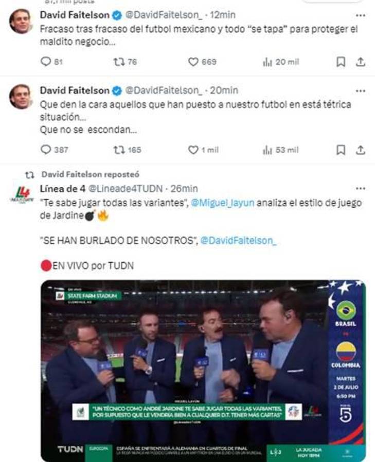 David Faitelson se pelea con compañera de TUDN por culpa de la selección de México: “Son una porquería y una basura”