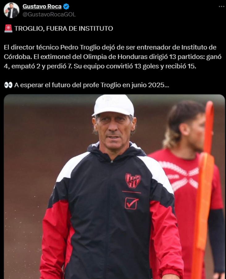 Fin de la era, Nuevo fracaso: así reaccionó la prensa tras el despido de Pedro Troglio del Instituto de Argentina