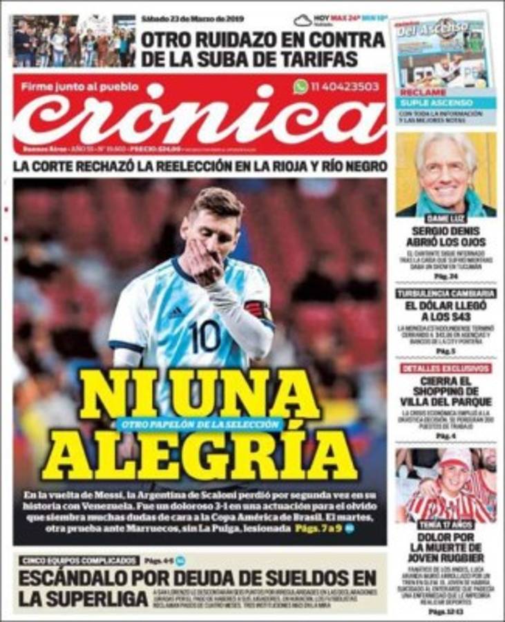 ''Pa' que respeten'', así amanecen las portadas tras la derrota de la Argentina de Messi