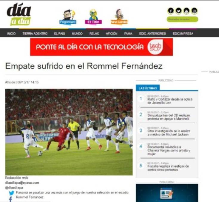 Así reaccionan lo medios de Panamá luego del empate ante Honduras