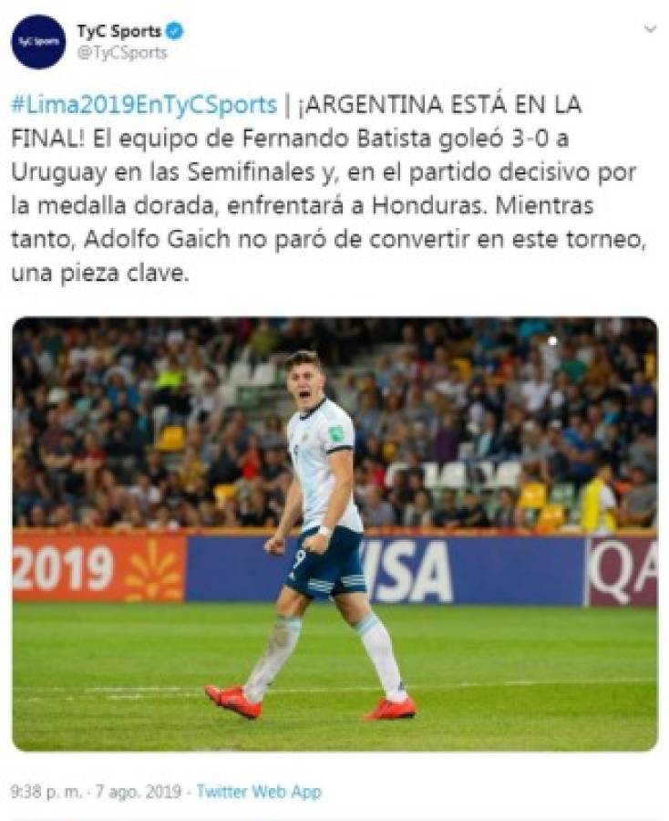 Lo que dicen los medios de Argentina sobre la final ante Honduras en Panamericanos