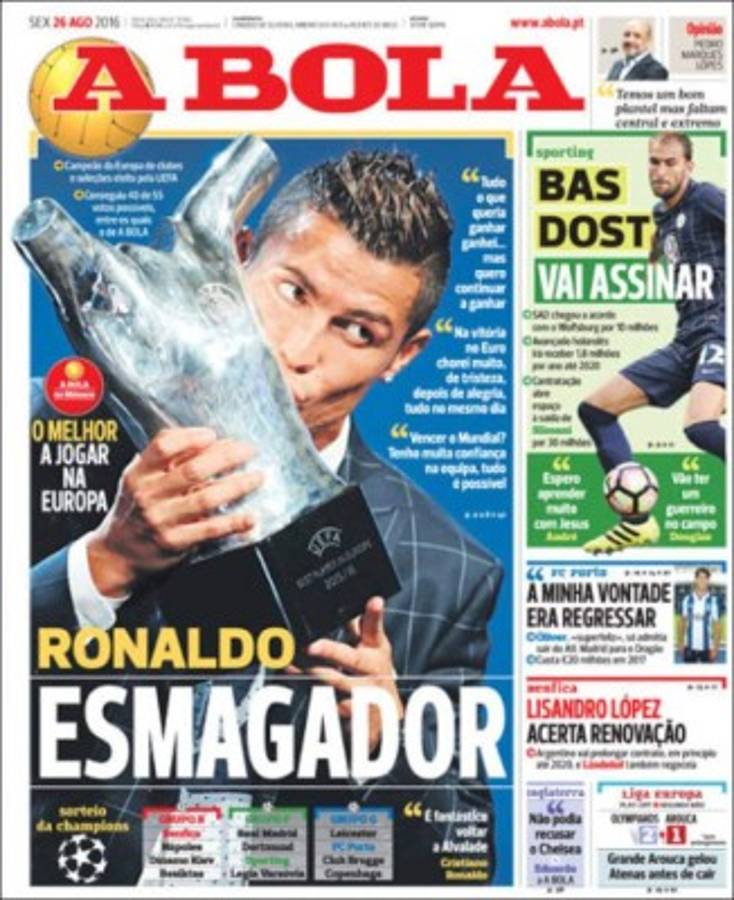 Portadas de los diarios deportivos en el mundo este viernes 26 de agosto