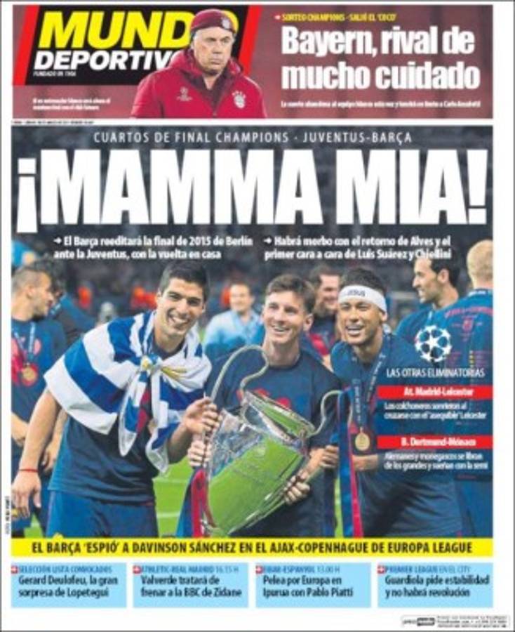 Portadas de hoy: Espectaculares cuartos de final de la Champions League.