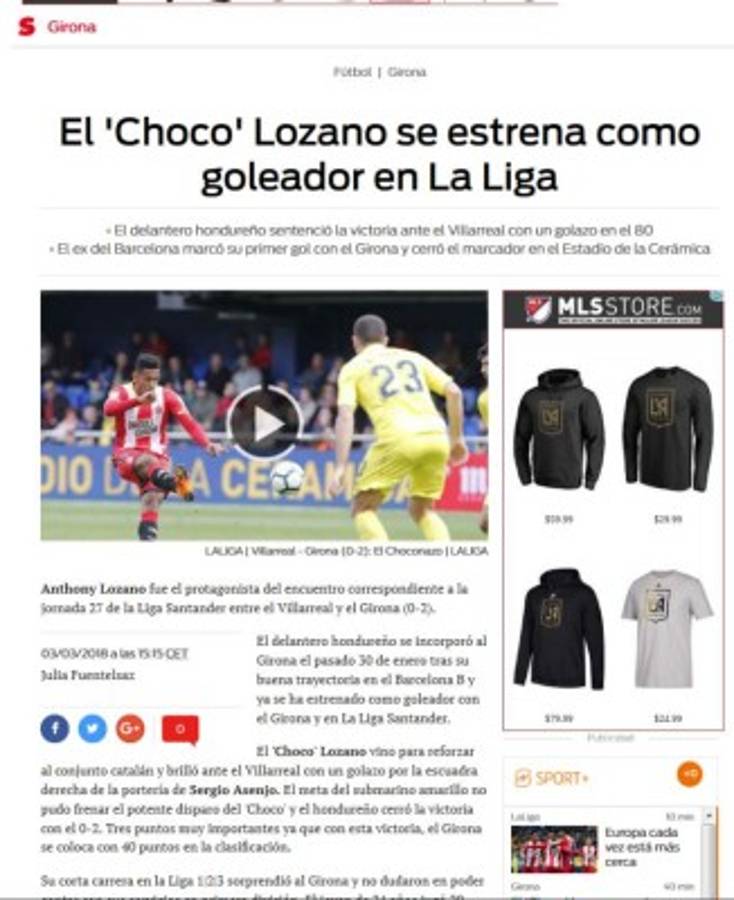 Prensa Española se rinde ante Choco Lozano tras 'maravilla' ante Villarreal