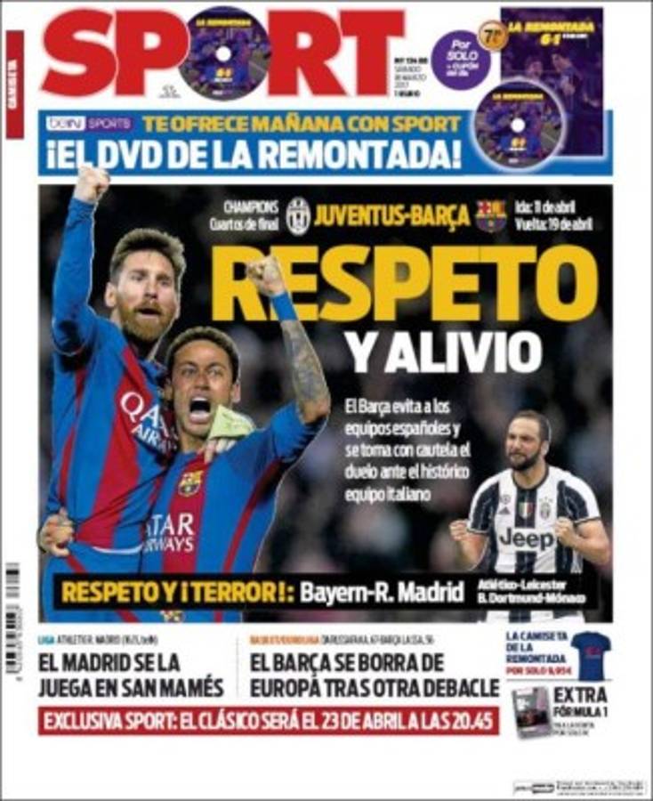 Portadas de hoy: Espectaculares cuartos de final de la Champions League.