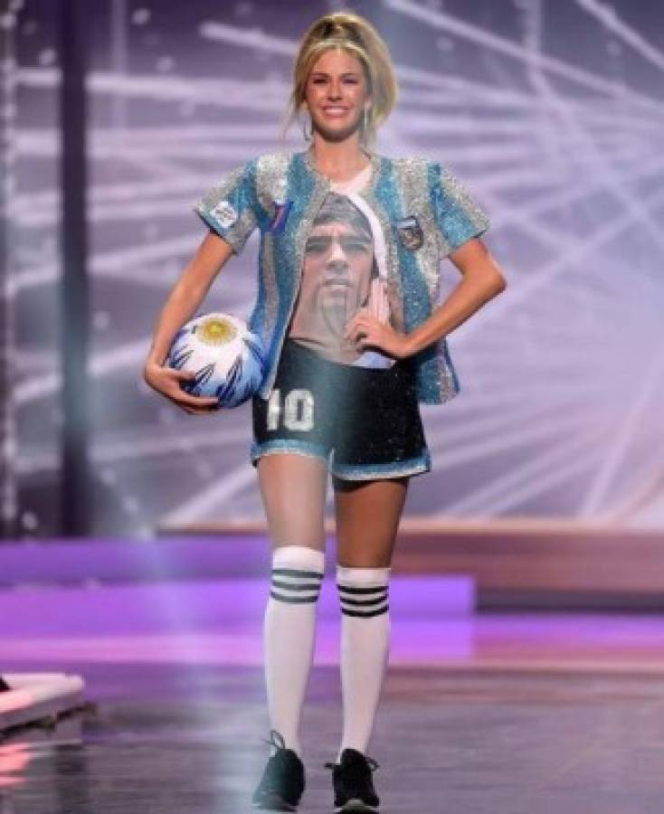 Miss Universo: La hermosa representante de Argentina rindió homenaje a Maradona con su traje