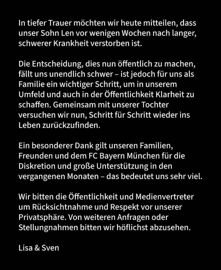 Muere hijo de reconocido futbolista del Bayern Múnich a los 6 años y esta fue la desgarradora causa