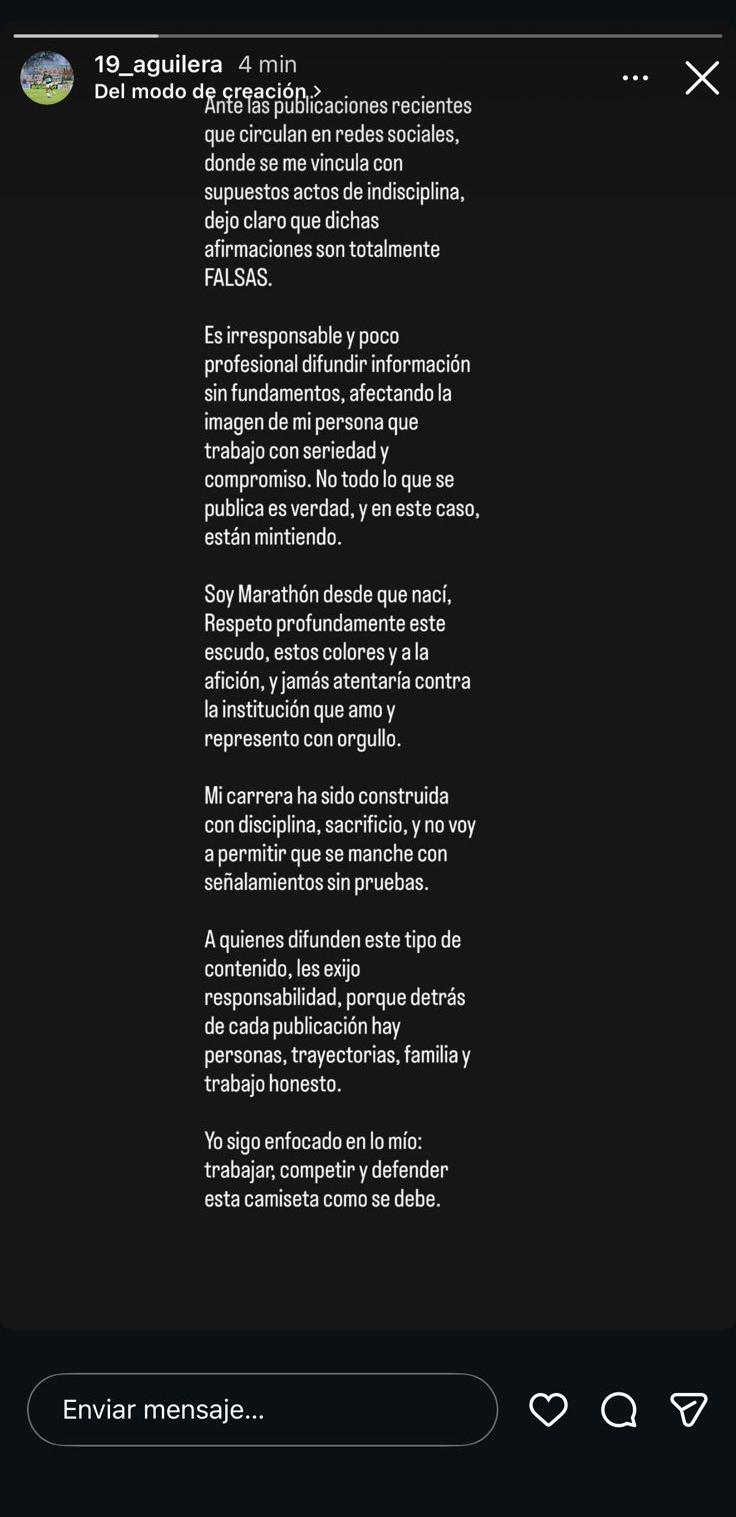 Jugador del Marathón involucrado en tema de indisciplina da su versión: Es irresponsable y poco profesional