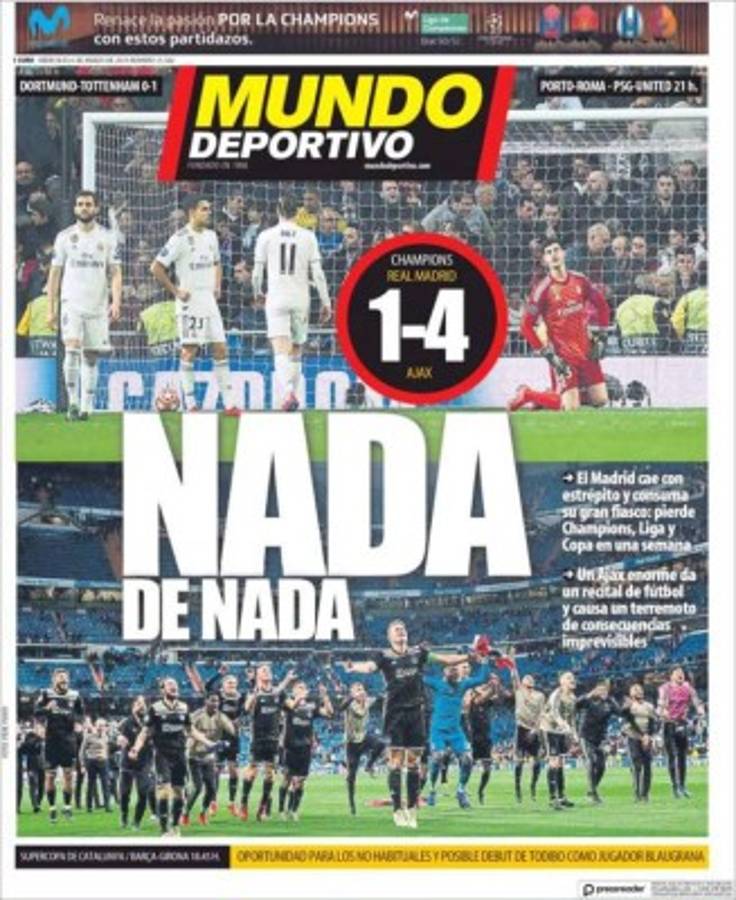 Así lucen las portadas del mundo el día después del fracaso del Real Madrid
