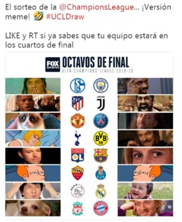 Los divertidos memes que dejó el sorteo de los octavos de final de la Champions