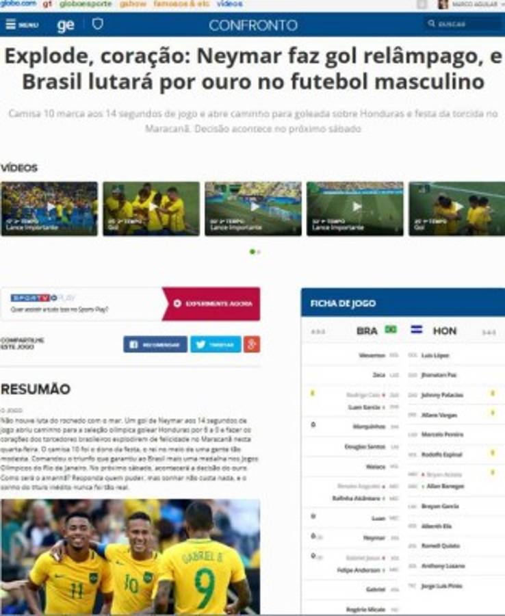 Prensa internacional: Brasil destroza y da paseo ante Honduras