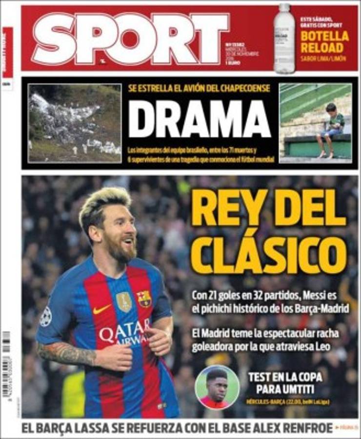 PORTADAS: ¡El mundo llora la tragedia aérea del Chapecoense!